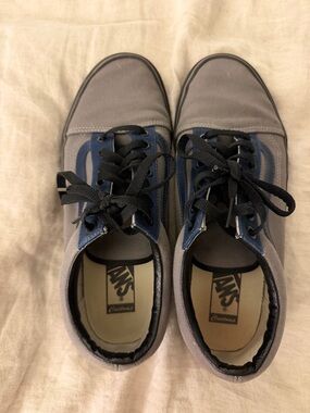 Vans Grey and Navy Low-Top Lace-Up Sneakers